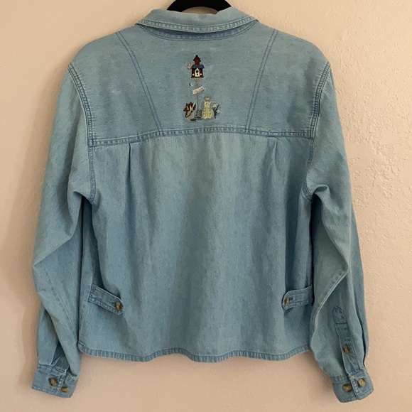 Christopher & Banks Denim Embroidered Button up - Picture 11 of 13